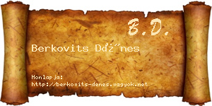 Berkovits Dénes névjegykártya